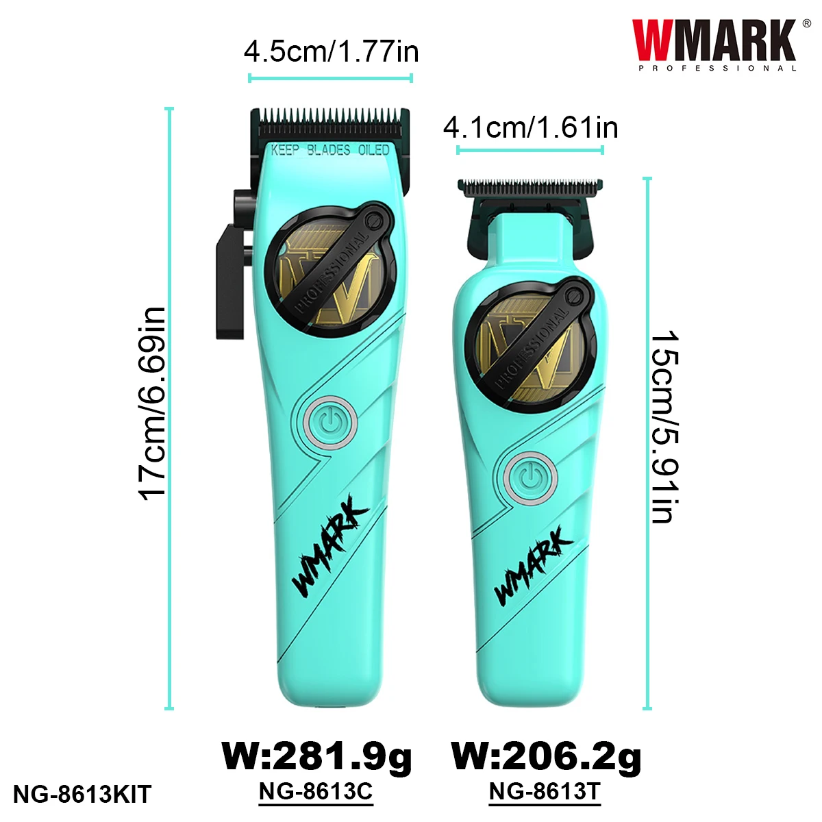 WMARK NG-8613KIT ماكينة قص الشعر للرجال 8500 دورة في الدقيقة شفرة DLC معدنية كاملة مع شاحن قاعدة مجموعة ماكينة حلاقة احترافية لقص الشعر