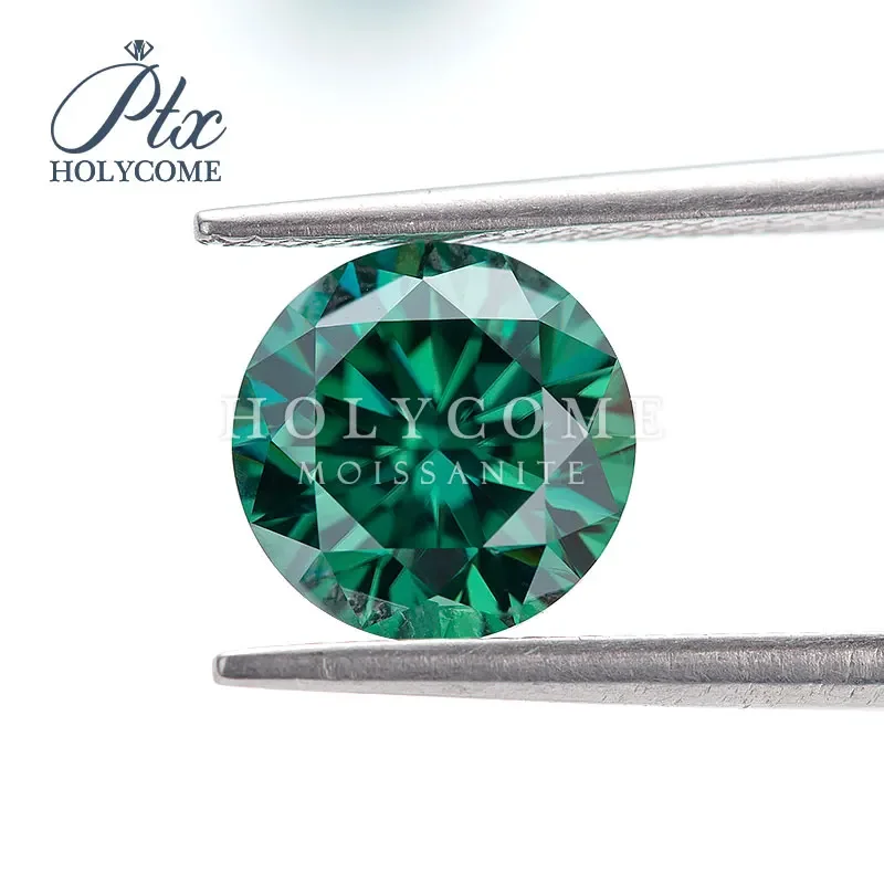 3.0-20.0mm Holycome Gra Certificated Green Round Cut Moissanite Loose Gemstones VVS1 Clarity  Wholesale Factory Supply