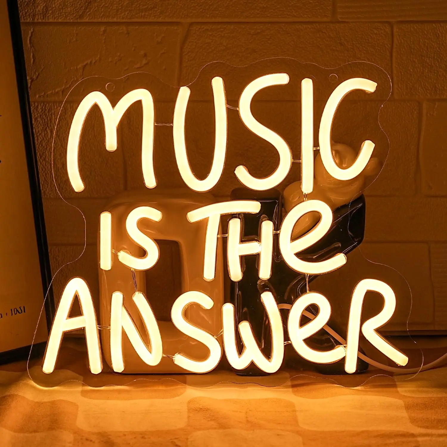 Music Is the Answer Neon Sign Letter Led Wall Light for Studio Concert Bar Bedroom Live Music Style Home Decor