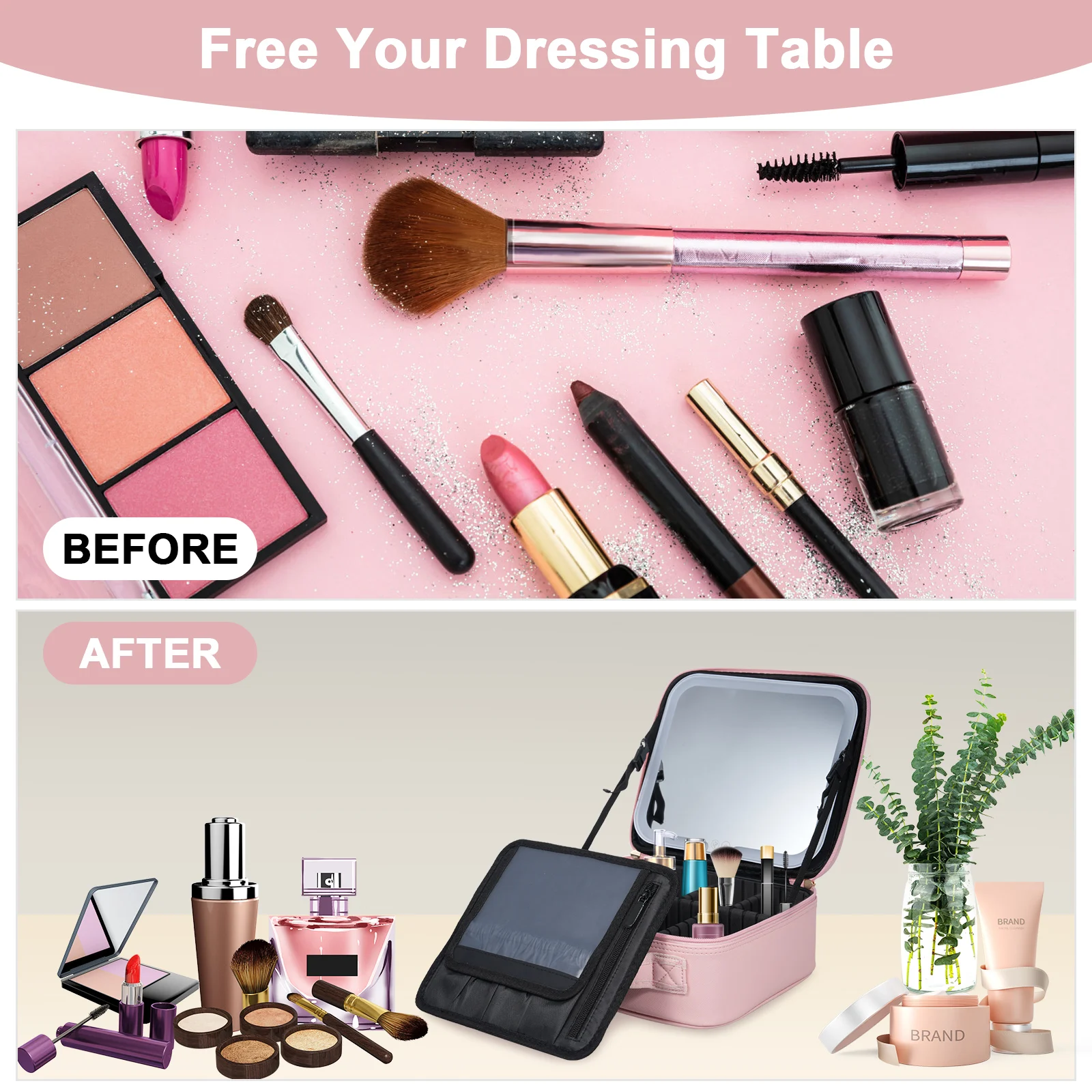 Makeup Bag Partition Organizer Large Capacity Travel Cosmetic Storage Bag Professional Makeup Bag