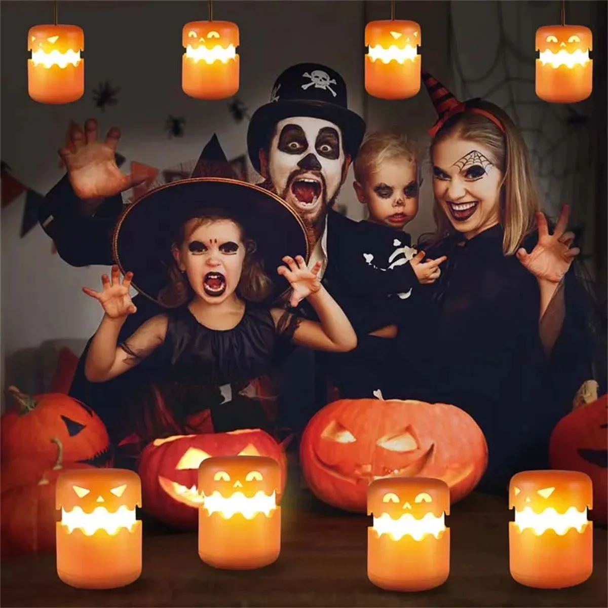 �Faltbare LED-Kürbisleuchte, tragbare Halloween-Dekoration, Laterne mit Umhängeband, 8–10 Stunden Batterie, Party-Dekoration ​ – Detail 4