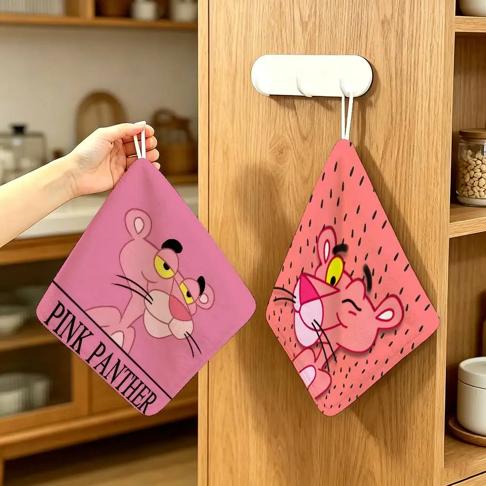 Cartoon Household Hanging Towel Polyester Cotton Hand Wiping Towel Sturdy For Bathroom Bedroom  P-Panther