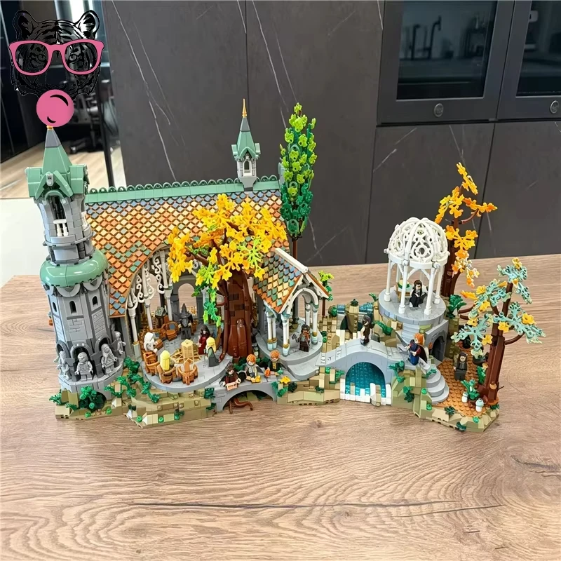 In stock Hot 6167 pcs Fantasy Elven Sanctuary Building Bricks Medieval Castle Model with Tree Waterfall Details Collectible