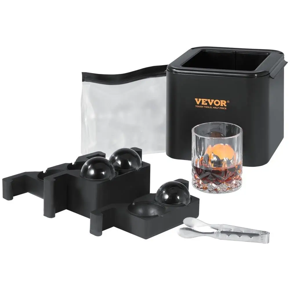 

Professional Ice Sphere Maker 2.36 inch 4 Cavity Mold with Storage Bag Ice Clamp for Cocktail Accessories
