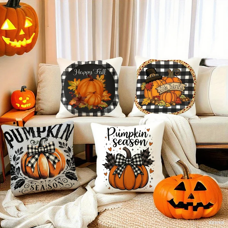 Hello Fall Pumpkin Pillow Covers attern Cushion Cover Suitable for Sofa Bedroom Car Pillow Cover