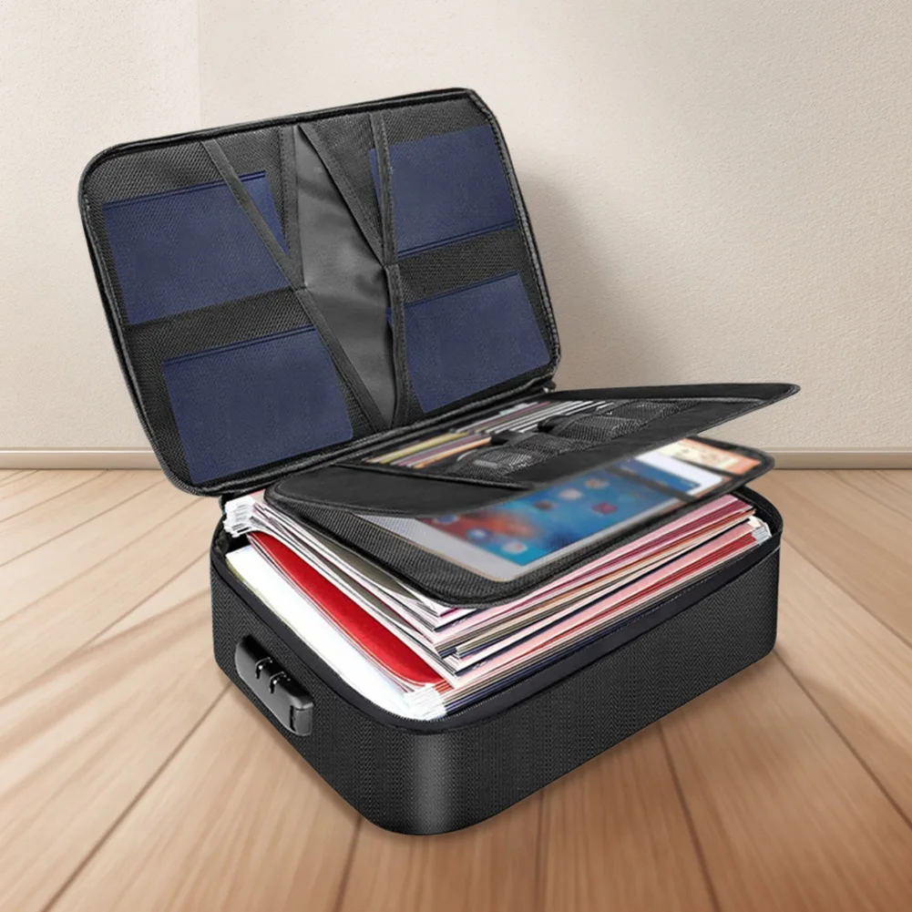 เอกสารพร้อมล็อคแฟ้มจัดเก็บทนไฟกล่องกันน้ํากระเป๋าเอกสารแบบพกพา Home Travel Safe Storage กล่อง