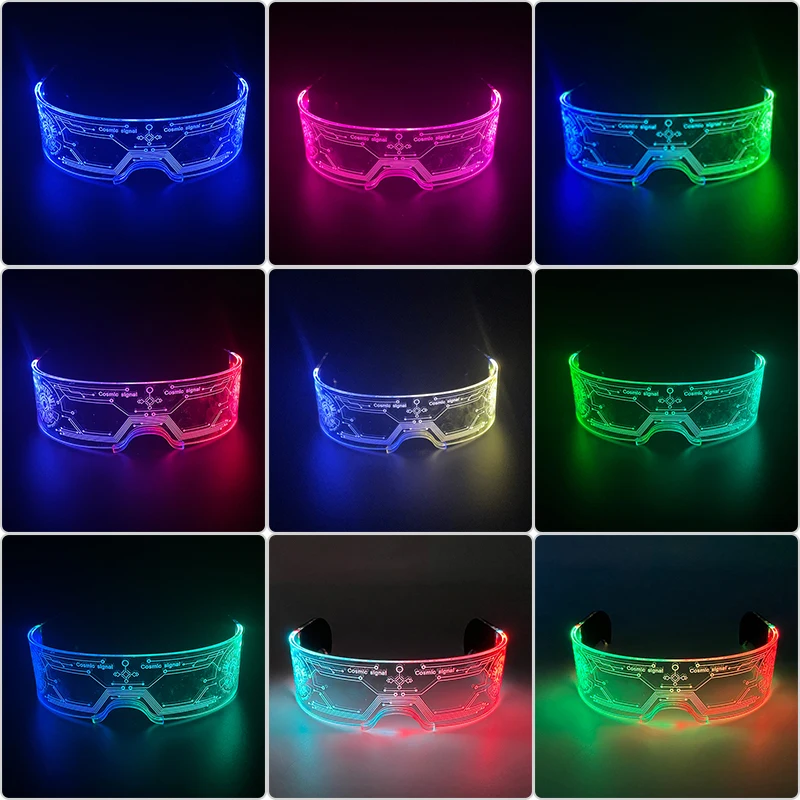 Acryl-LED-Leuchtbrille Neon-Fluoreszenz-Brille Cosplay-Requisiten Leuchtende Lichtbrille Tanzkostüm – Detail 2