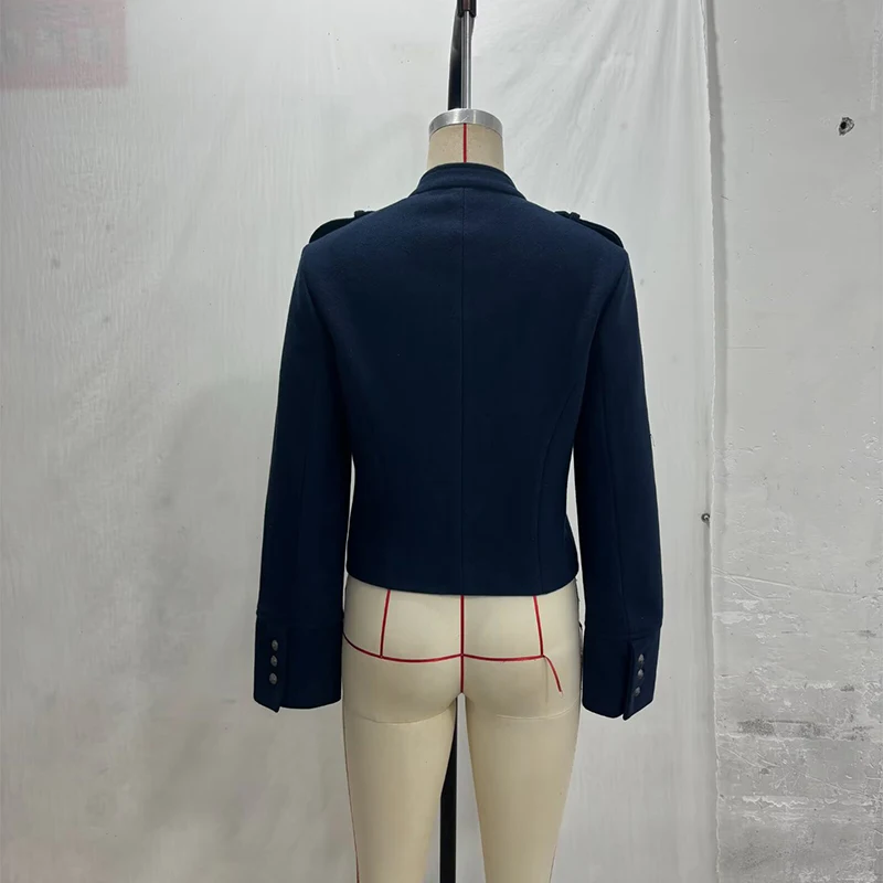 Napoleon Militär-Kurzjacke für Damen, Mehrfarbige Metall-Longsleeve-Jacken, Vintage-Oberbekleidung, Lässiger Schlanker Kurzmantel – Detail 5