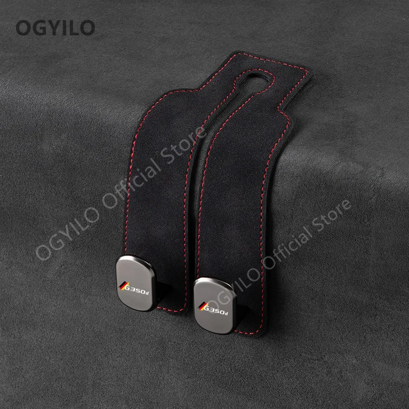 For Mercedes Benz G350d Carbon Fiber Car Hanger Rear Front Seat Storage Bag Suede Small Hook Suede Vehicle Hook Hanger