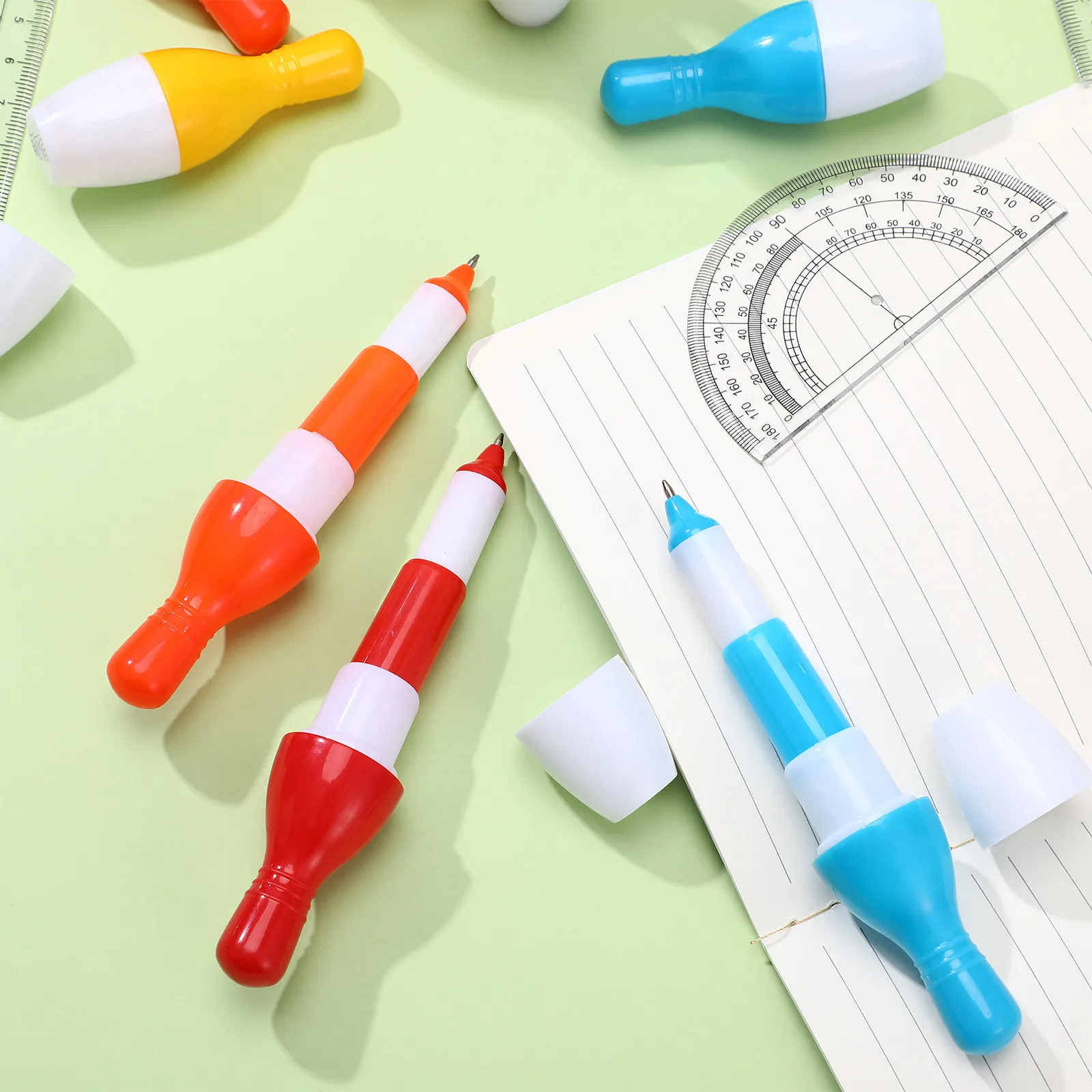 

15Pcs Bowling Pin Shaped Ballpoint Pens for Kids Students Smooth Writing Retractable Creative School Supplies Party Favors