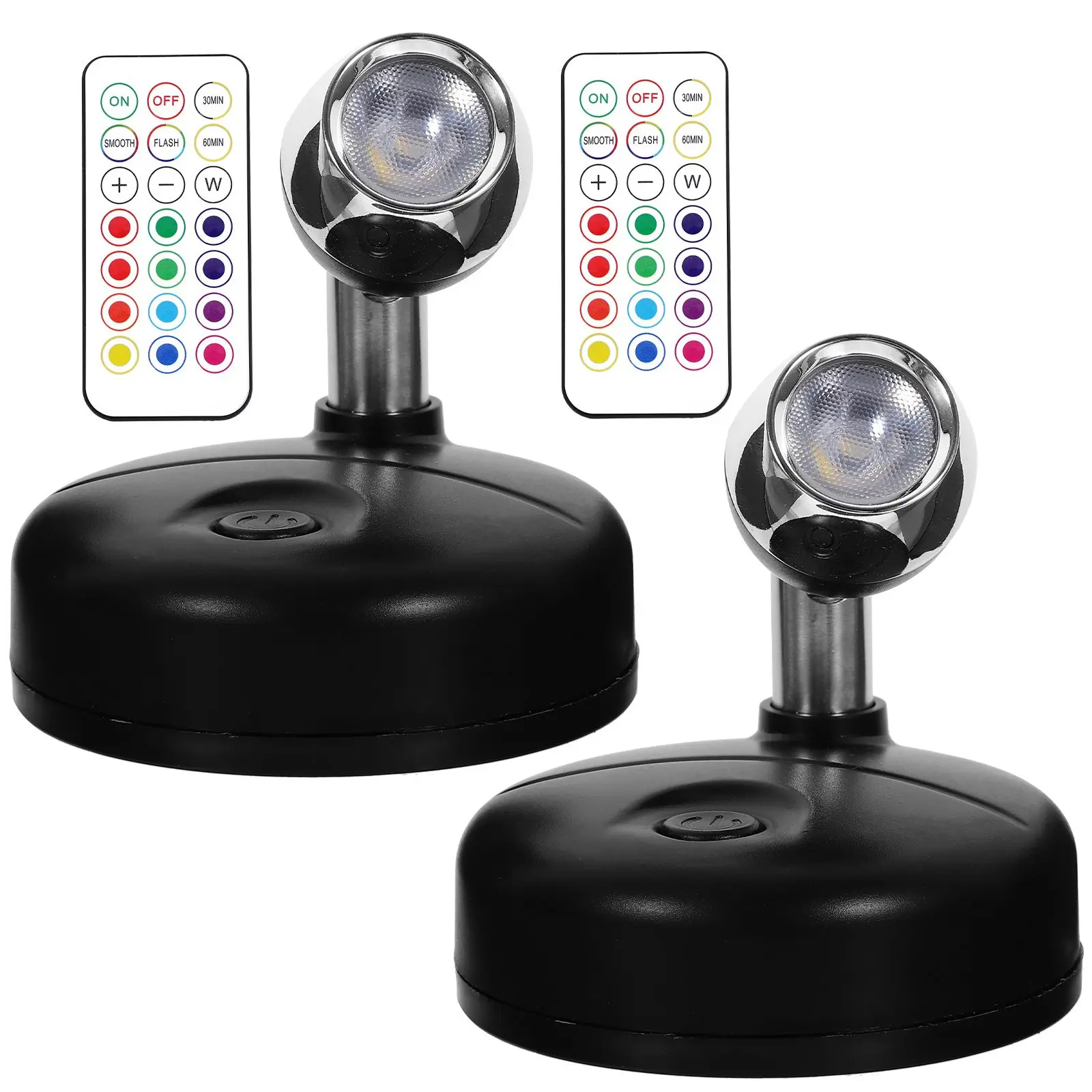 

2 Pcs Ambient LED Night Lights Operated Spotlights Remote Control 13 Colors Mini Displays Accent Paintings Small