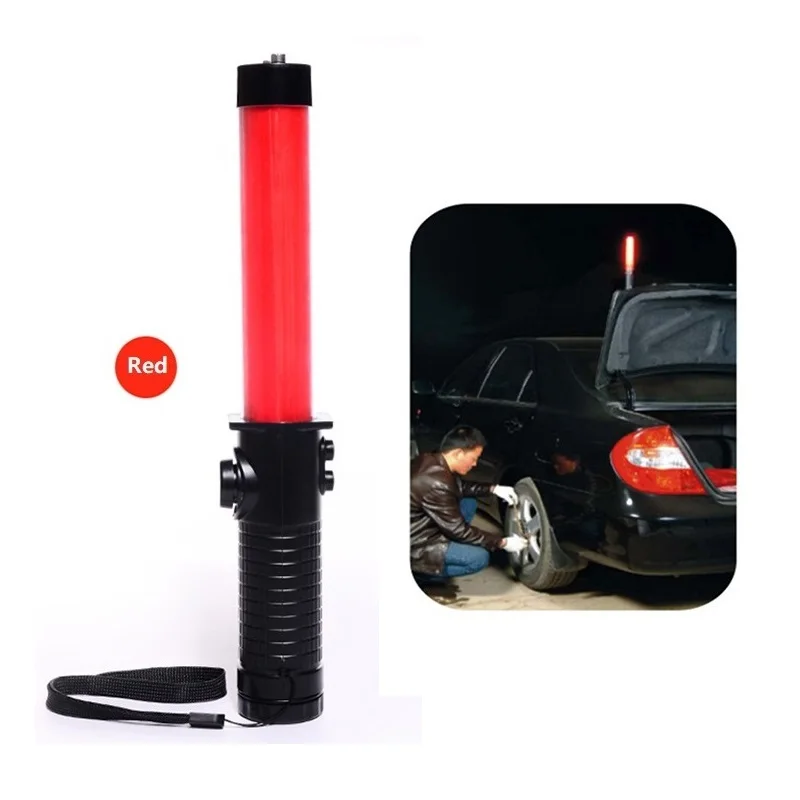 293 Multi-function Outdoor LED PVC Traffic Safety Baton Warning Light Whistle Magnet Hook Buzzer Guide Rod