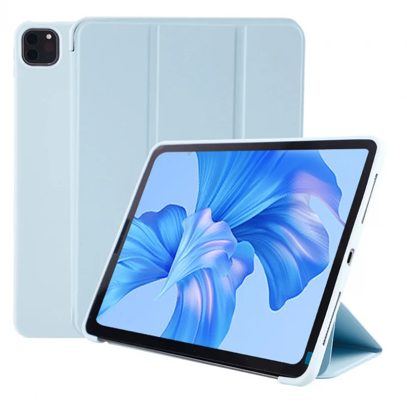 Silicone Tri-Fold Case for iPad 11th Gen Air 7/6/5 Pro 11 with Auto Wake Sleep Soft Back