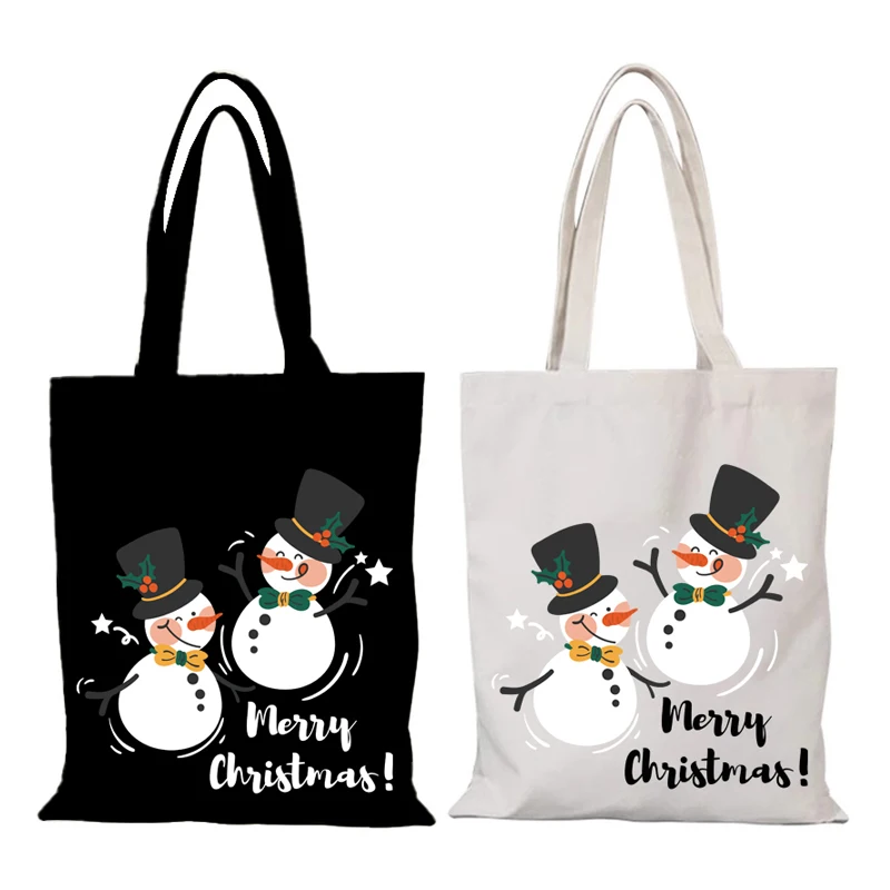Handbags Merry Christmas Canvas Bag New Year Gift Cartoon Sac De Courses Cloth Bags the Tote Bag Woman Women's Handbag Eco Lady