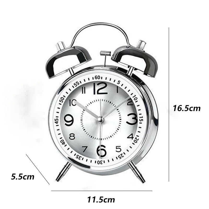 Modern Metal Alarm Desk Clock Silent Mechanical Desk Clock Living Room Decor Table Clocks Creative Table Clocks with Night Light