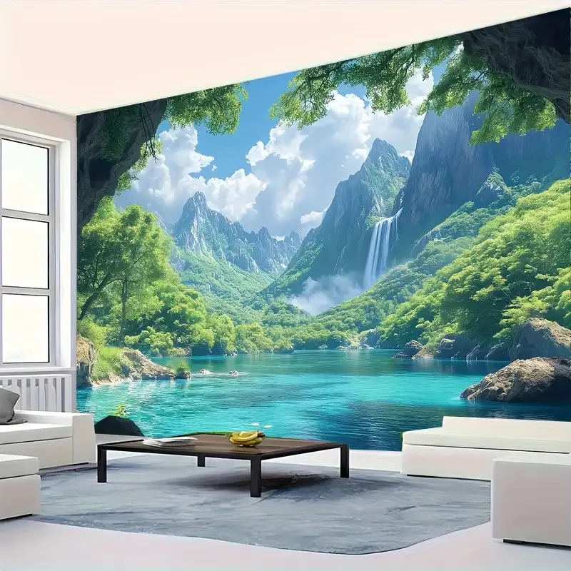 1 Stück, 2D flacher, tropischer Wasserfall-Hintergrund – Wanddekoration für Wohnzimmer, Schlafzimmer, Party-Hintergrund, Fotografie, wsj – Detail 4