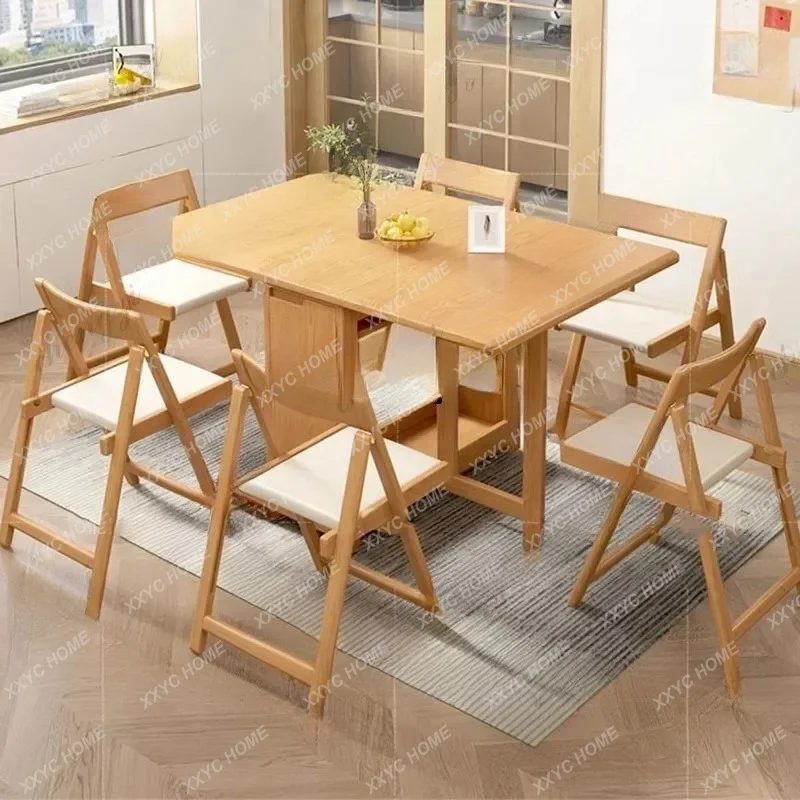 Beautiful  Wood Design Luxury Dining Table Modern Unique Wooden Space Saving Dining Table Foldable Living Room  Furniture