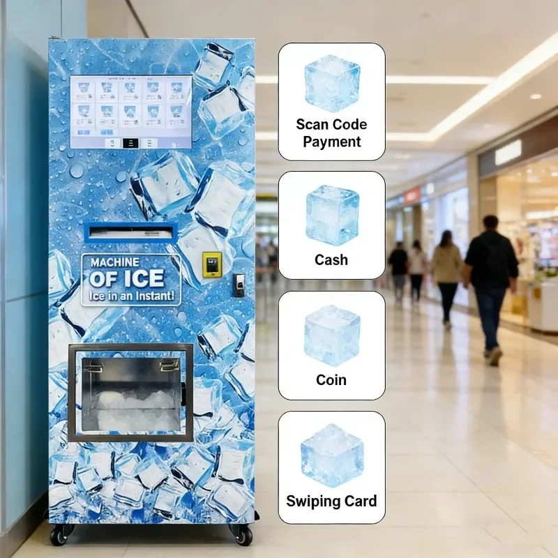 Self Service SDK LED Display Cloud Integration Multiple Payment Options Remote Monitoring Business Auto Ice Vending Machine