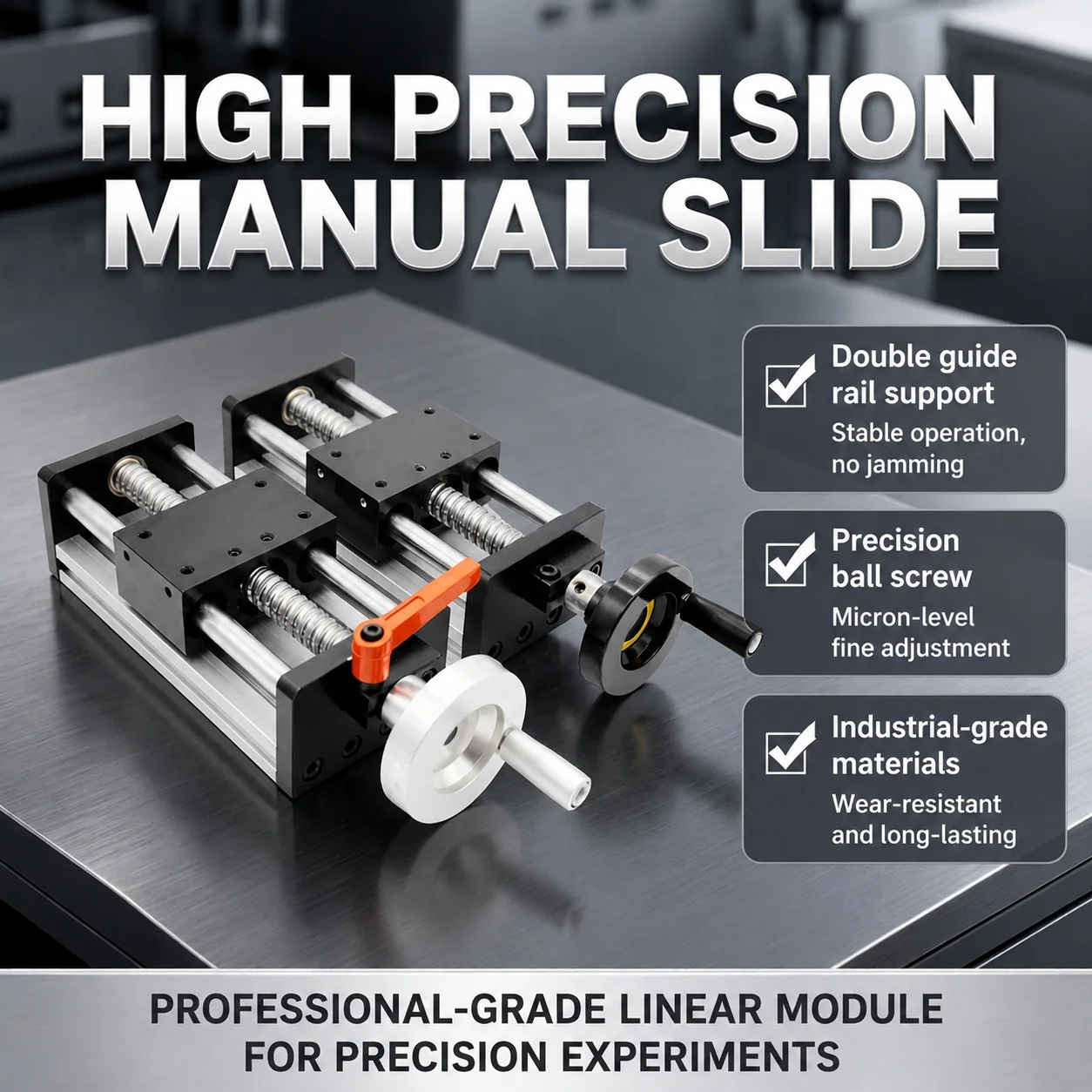 Manual Cross Slide Linear Stage Ball Screw Dual Axis Precision Handwheel Travel 50-600mm EBNH