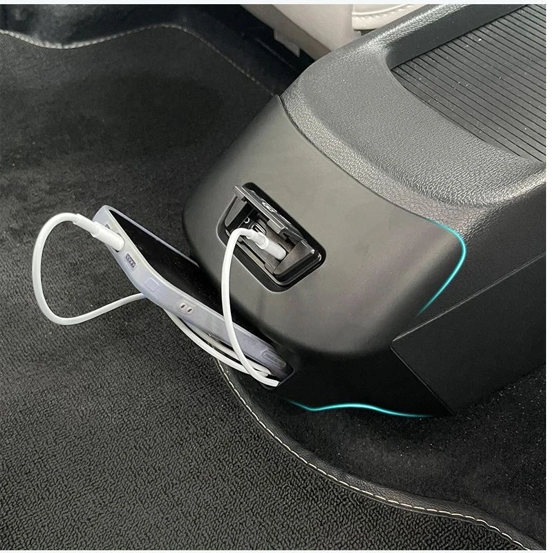 For Volkswagen ID.3 Armrest box rear central channel USB charging panel with storage box added Car Rear Phone Storage Box