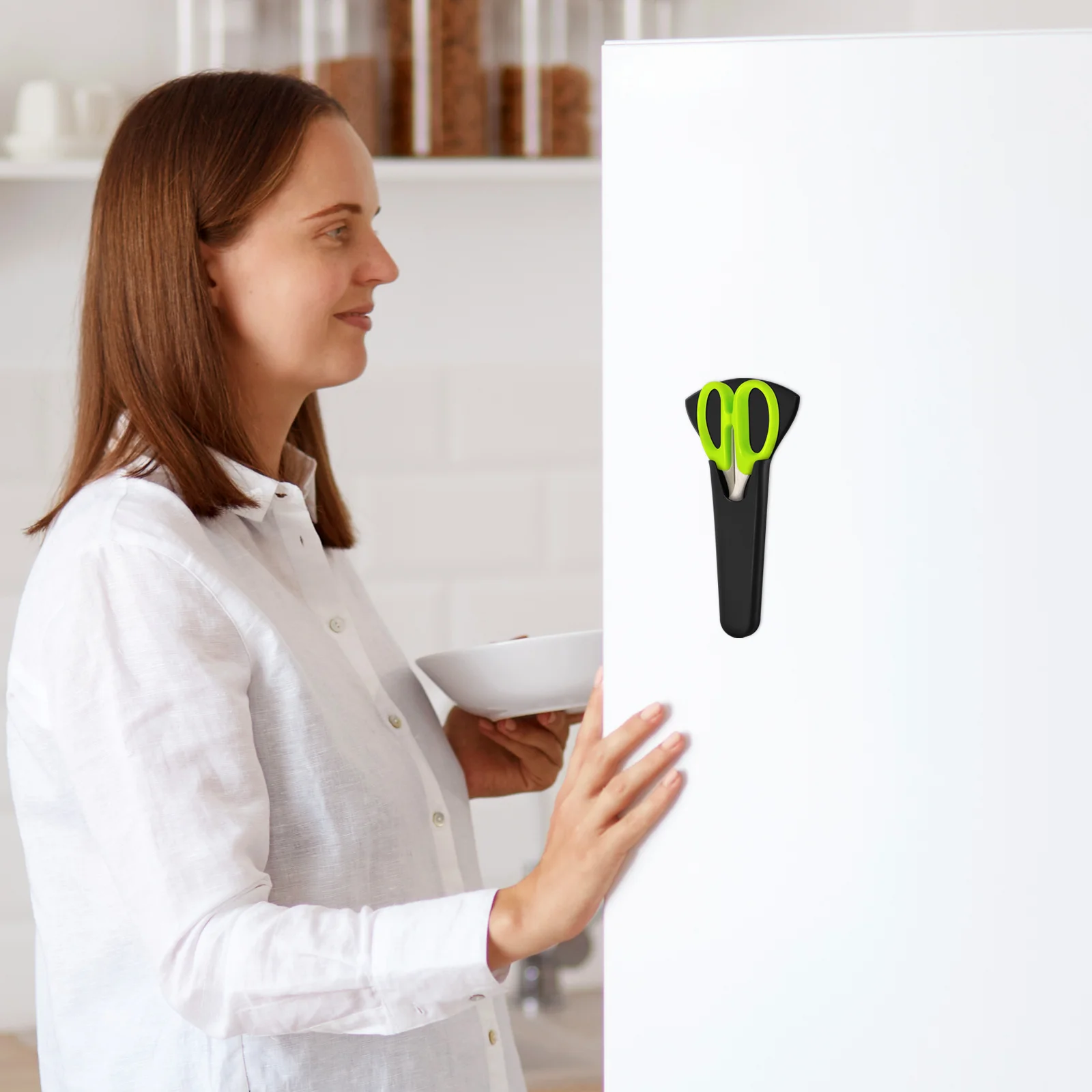 Refrigerator Scissor Sleeve Home Storage Rack Organizer Business Card Magnet Holder Flyer Magnetic Shelf Convenient