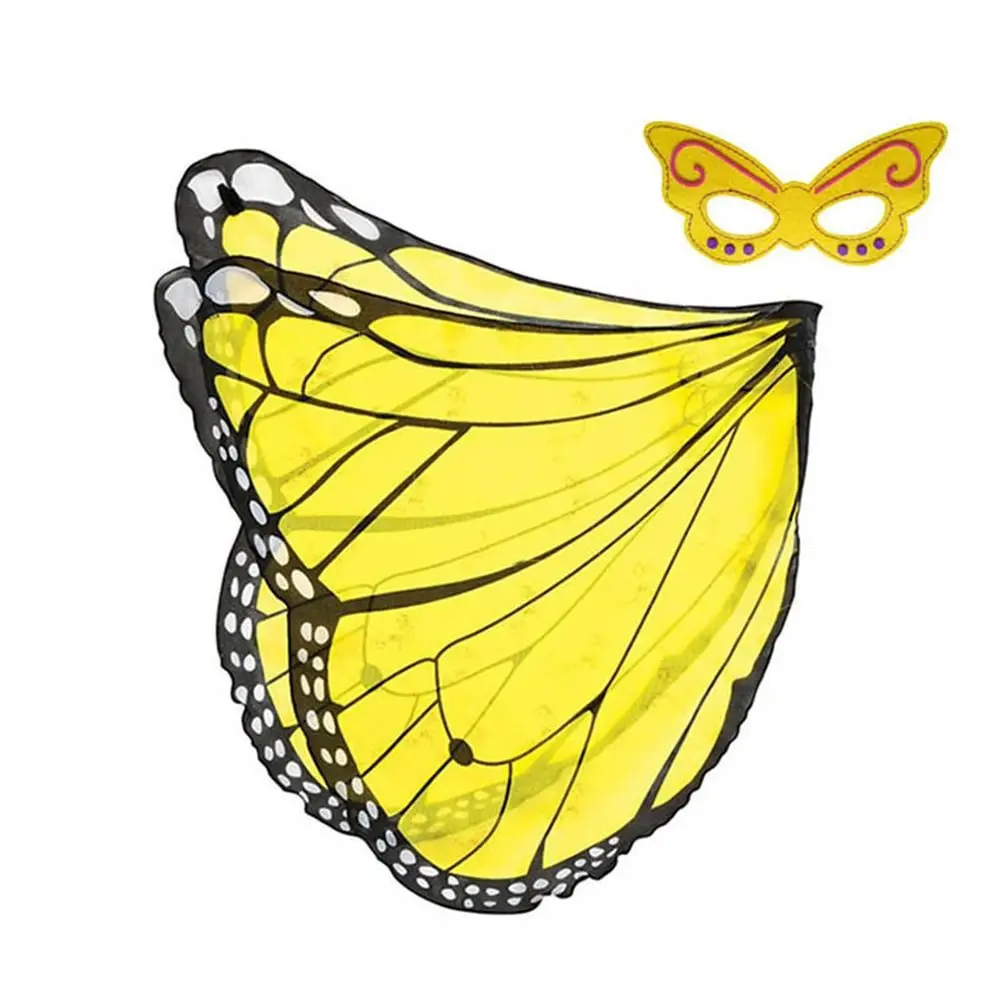 Colorful Butterfly Wings Costume with Eye Mask Chiffon Angel Spirit Wing Dress Up Halloween Cloak Dress Up Wings Cosplay Costume