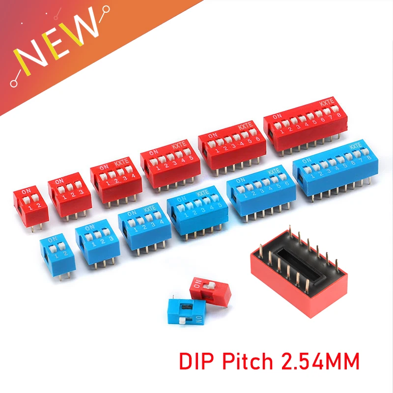 5Pcs Slide Type SMT Dip Switch 1 2 3 4 5 6 7 8 Bit  2.54mm Position Way DIP Pitch Toggle Switch Dial Switch