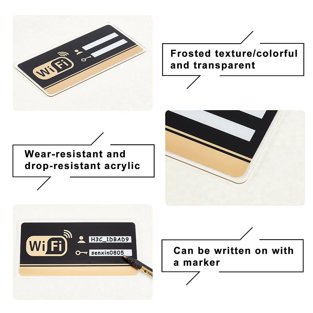 2 قطعة علامة كلمة مرور WiFi مستطيلة من الأكريليك لتغطية WiFi علامة تغطية الشبكة اللاسلكية مع لاصق لغرفة الاجتماعات #5