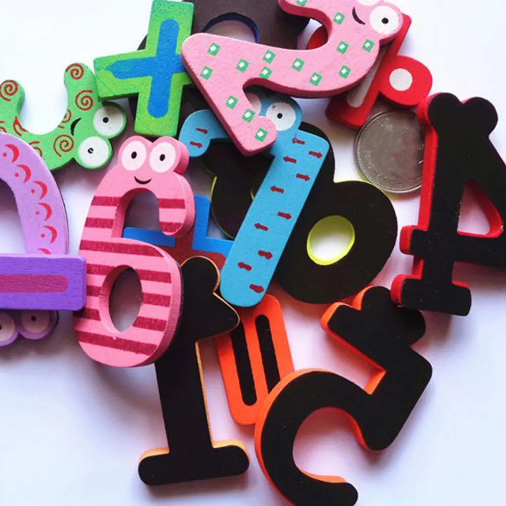 

26Pcs Magnetic Wooden Alphabet Letters Fridge Magnets Cartoon Refrigerator Stickers Magnetic Letter Decoration for Home Office