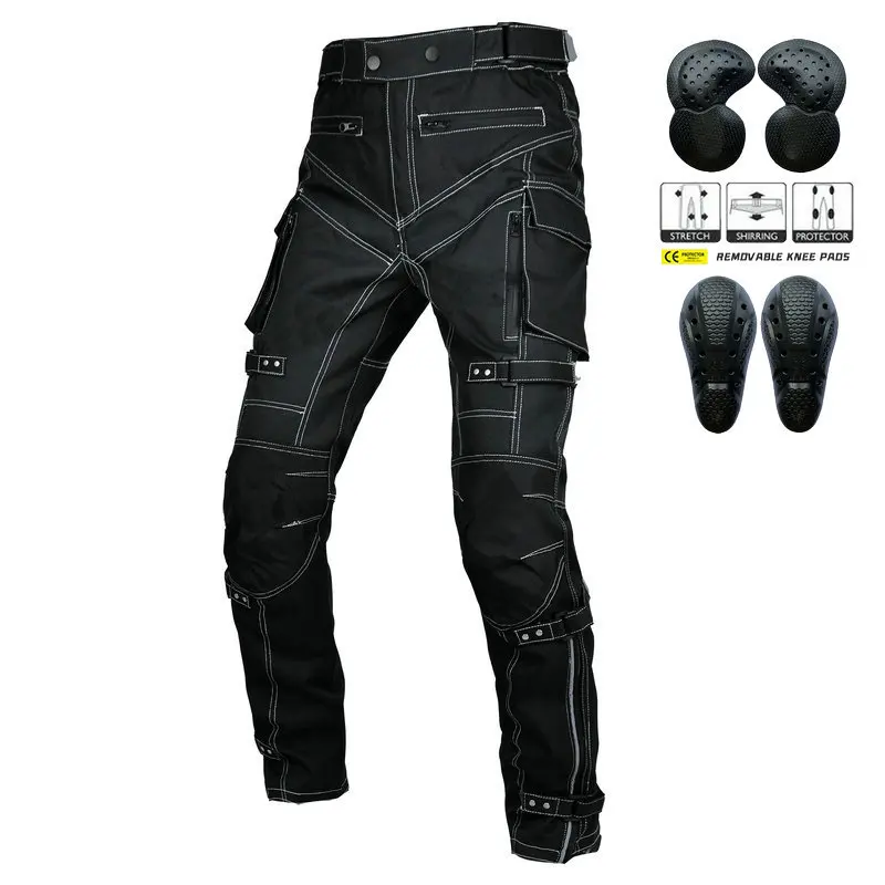 Pantalones de montar para motocicleta anticaída, ropa protectora de tela Oxford, impermeable, de cintura alta, para las cuatro estaciones