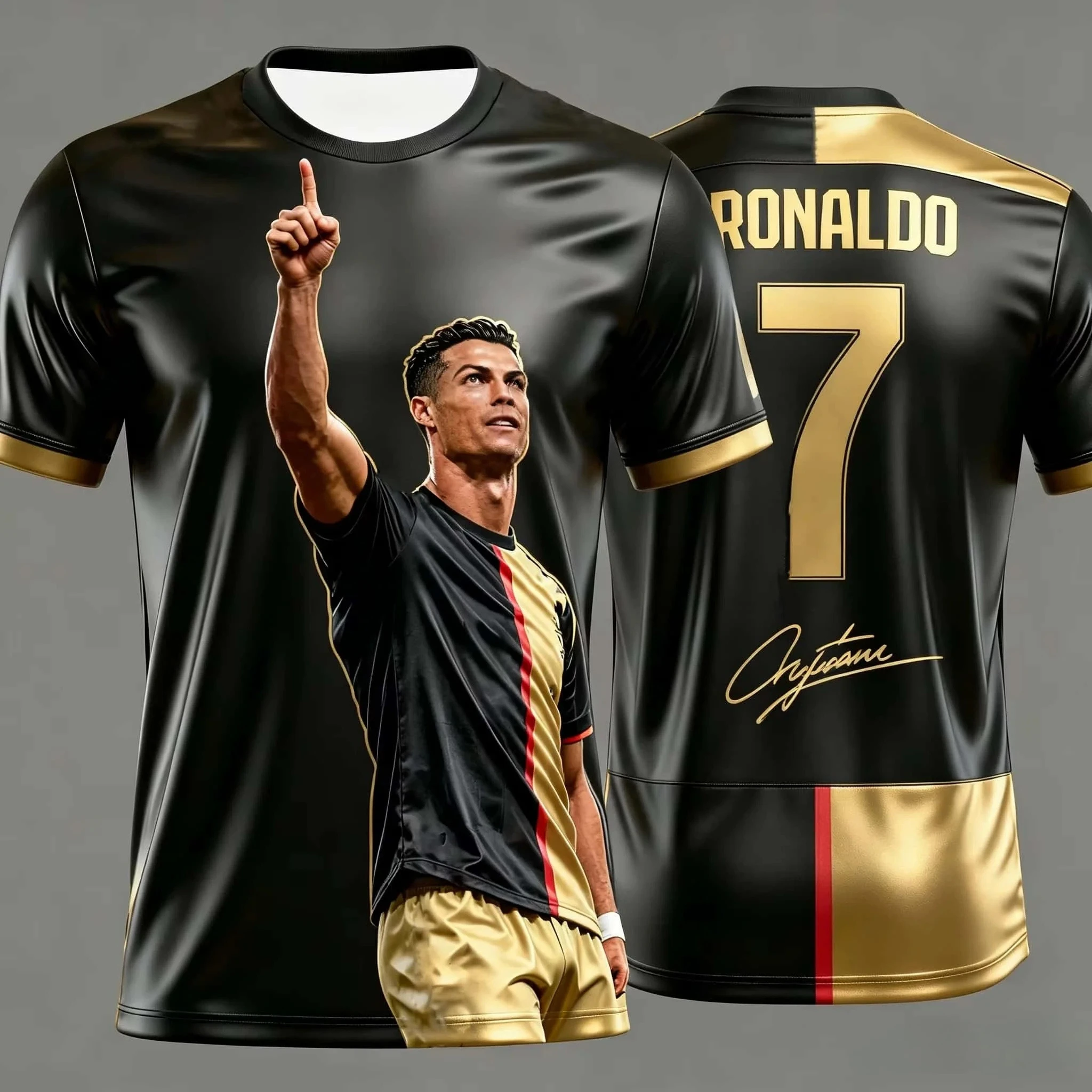 2026 Summer Portugal No.7 Ronaldo# Signature Breathable Quick Drying Outdoor Sports Casual Adult/Children Short Sleeve T-shirt