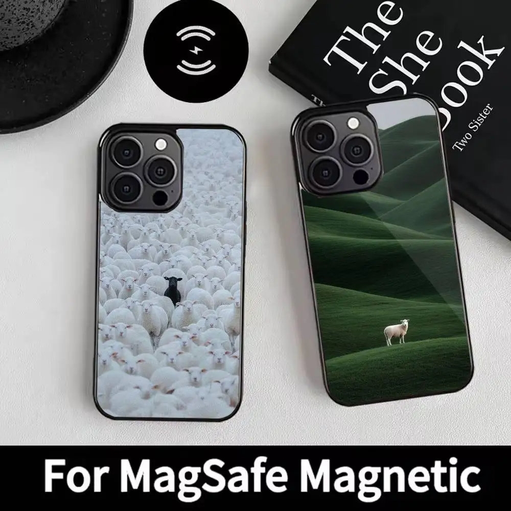 

Sheep on the grassland Phone Case For iPhone 17,16,15,14,13,12,Plus,Pro,Max For Magsafe Magnetic Wireless Charge