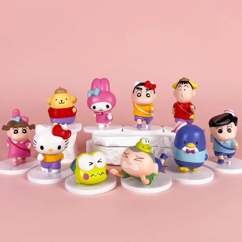 Crayon Anime Melody Boochan Kero Kero Keroppi Kitty Action Figures Cartoon Ornaments Pvc Model Desktop Decorate Toys Birthday