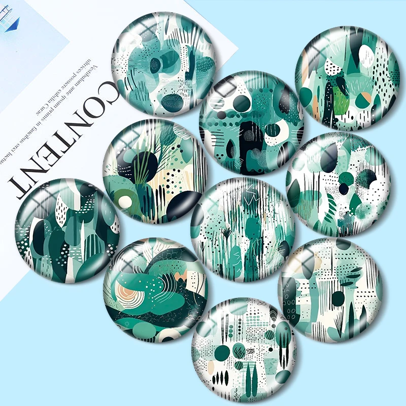 

Green Bohemian image 10pcs 12mm/18mm/20mm Round glass cabochon flat back Making findings for bracelets