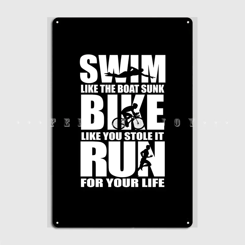 Swim Bike Run Triathlon Metal Sign Cinema Kitchen Club Bar Customize Wall Decor Tin Sign Posters