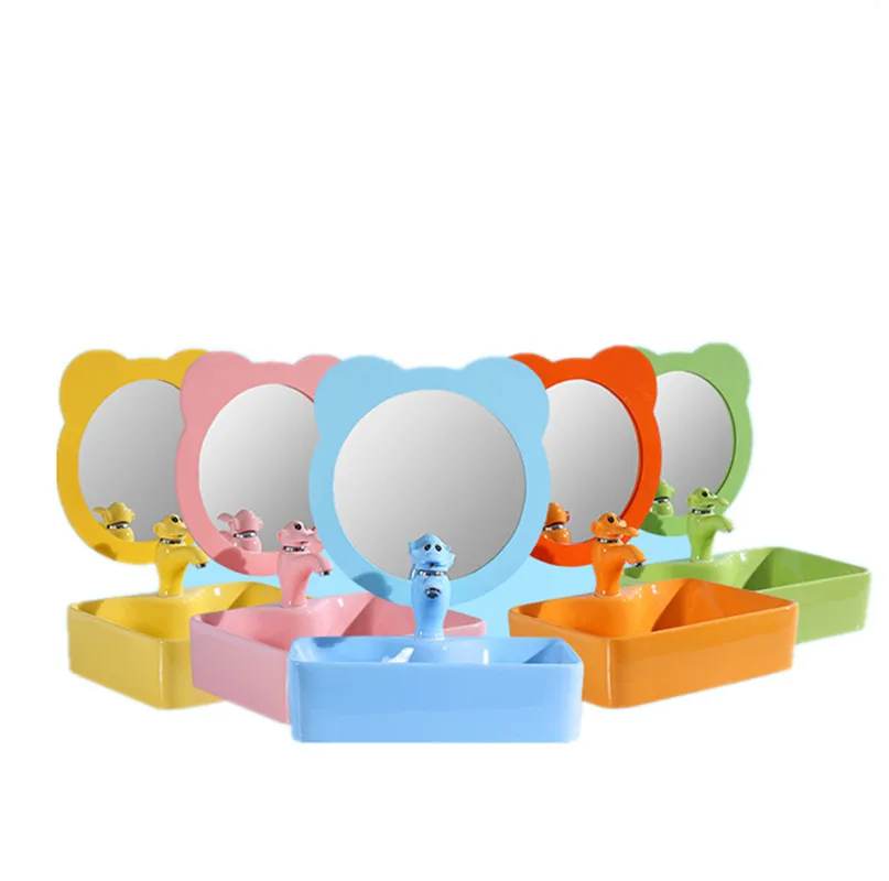 حوض غسيل رياض الأطفال لون السيراميك الحمام مربع مغسلة حوض حوض الجدول الأطفال الكرتون