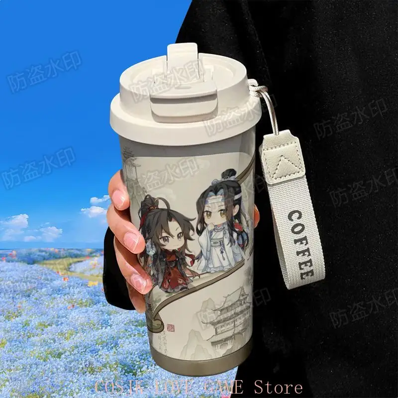 Anime MDZS Wei wuxian Lan wangji 316 Stainless Steel Water Bottle Thermos Straw Water Cup Large Capacity Coffee Water Cup Gift view 3
