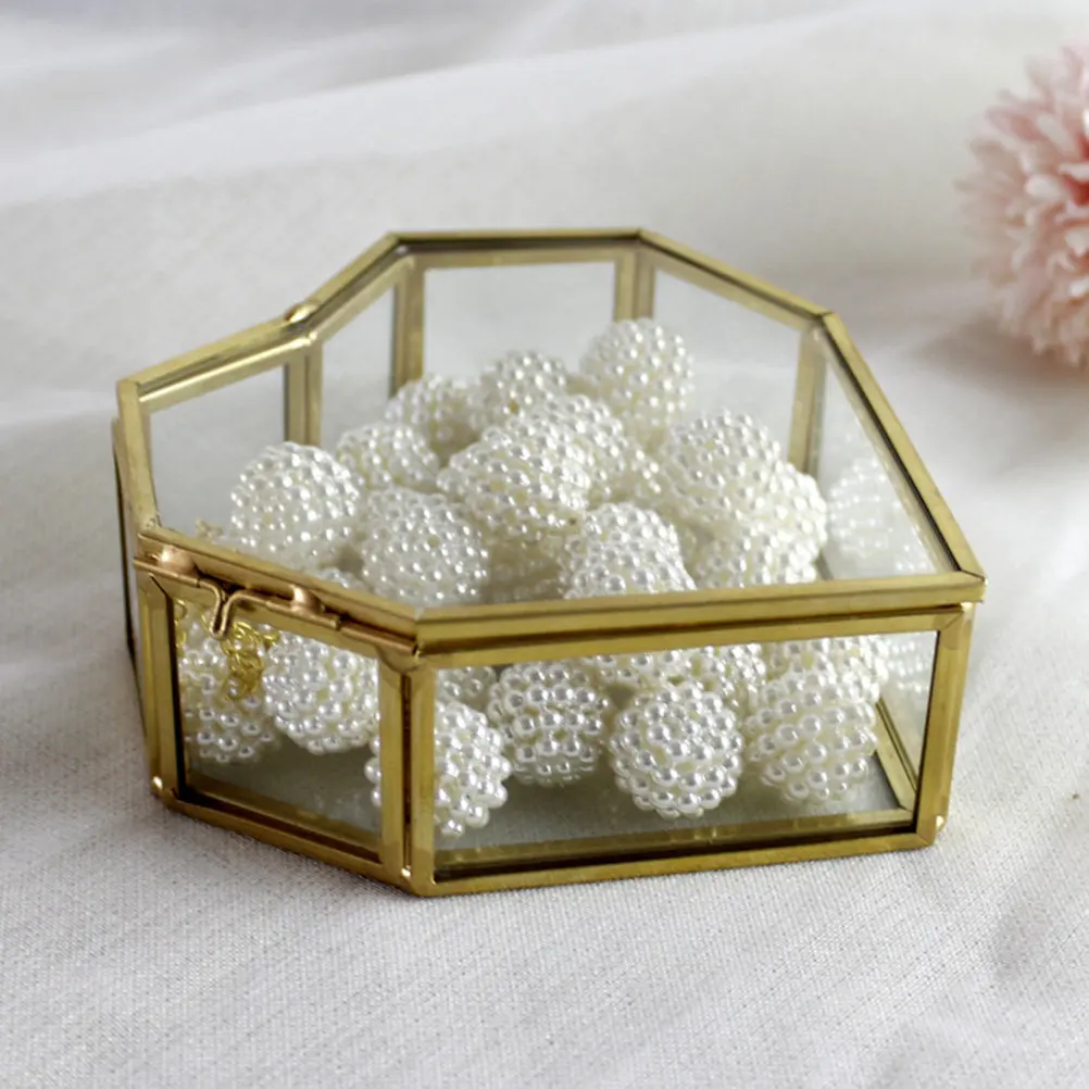 1Pcs Heart Shaped Glass Jewelry Box European Style Retro Jewel Case for Wedding Keepsake Desktop Dresser Decor