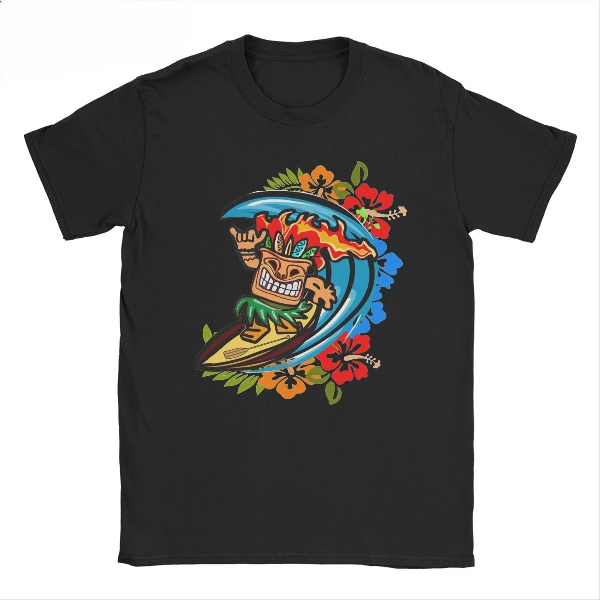 Short Sleeve T Shirt Crew Neck Clothing Adult Men Women T-Shirts Hang Loose Surfing Tiki Totum Novelty  Tees