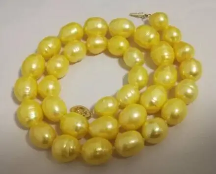 10-12mm baroque yellow South Sea Pearl Necklace 18 