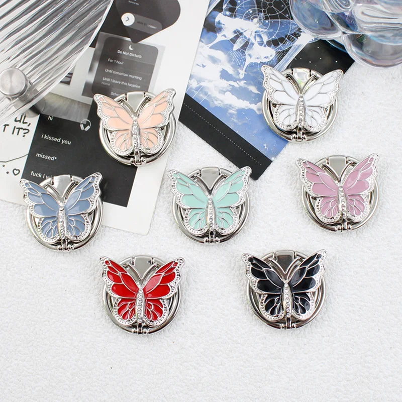 

Butterfly Phone Bracket 360 Degree Rotating Plating Finger Ring Case Cover Back Universal Accessories Stand Desktop Holder Caqa