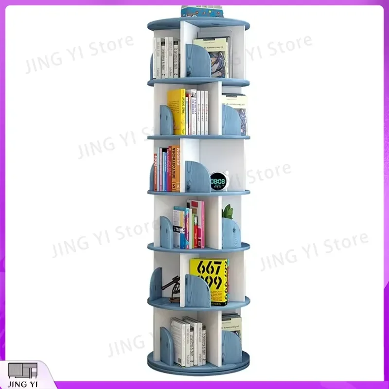 4 Layer Rotating Bookshelf 360 Degree Swivel Bookcase Round Open Modern Stackable Children Bookshelf for Kids Room Study