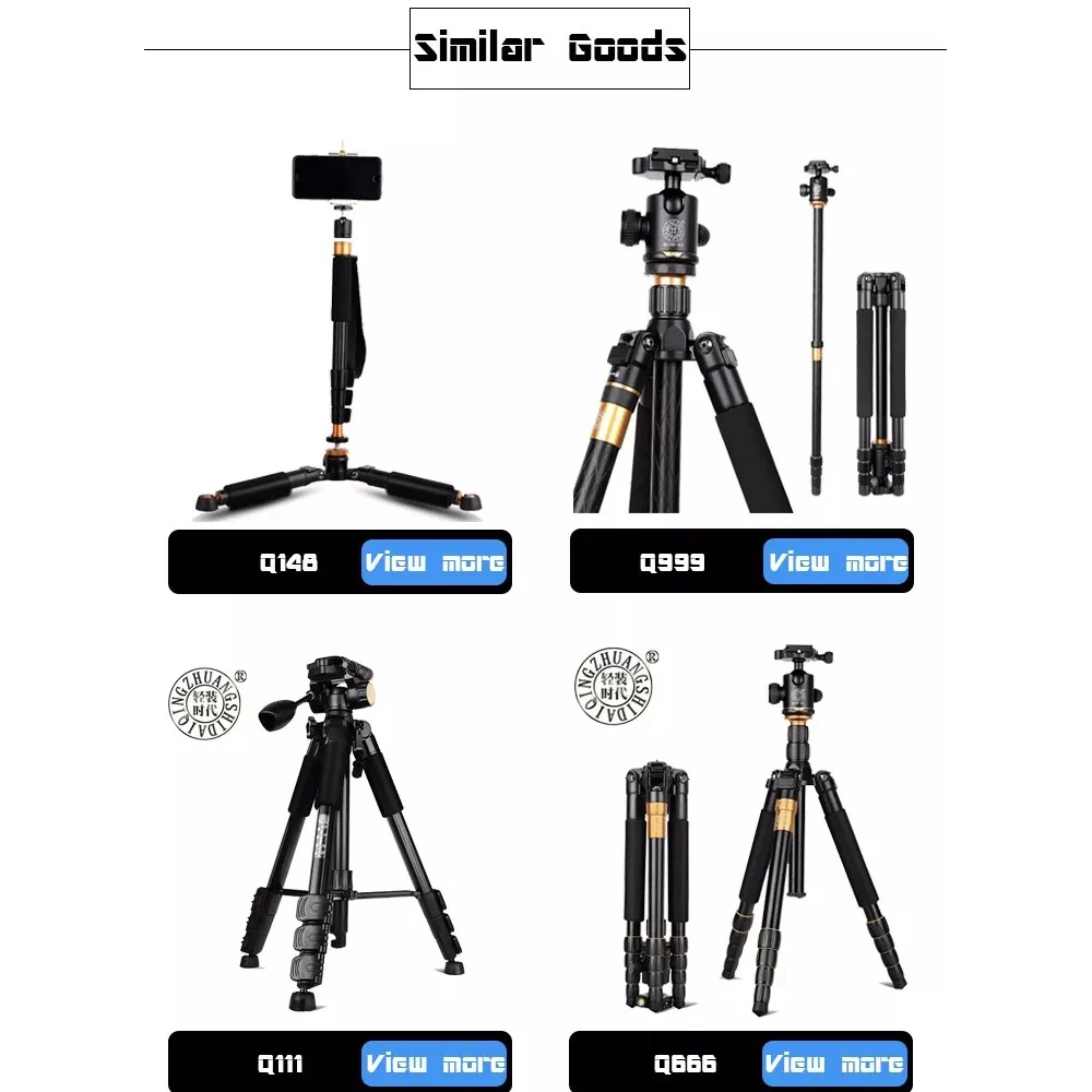 QZSD Q999S ถ่ายภาพระดับมืออาชีพอลูมิเนียมคุณภาพสูงชุดขาตั้งกล้องพับ Monopod Ball Head สำหรับเดินทางกล้อง DSLR