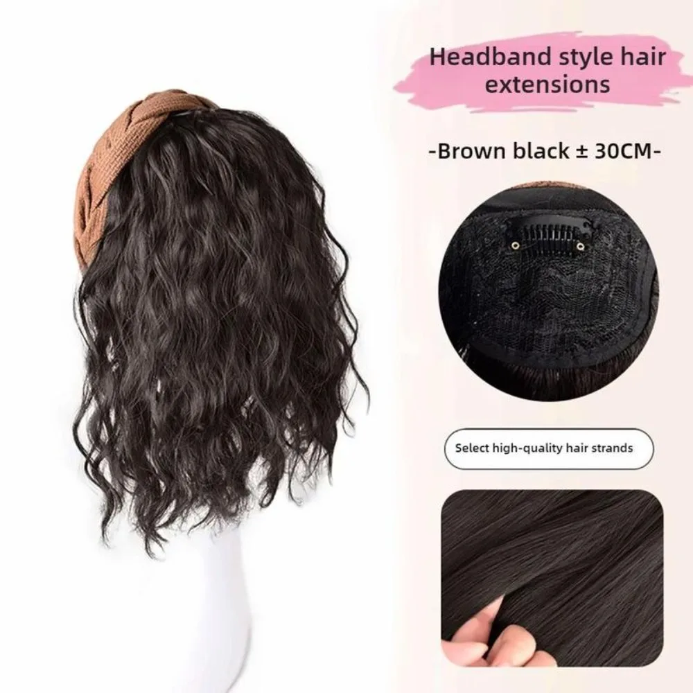 

Милая длинная волнистая вьющаяся повязка на голову U-образная натуральная заколка для парика, наращивание волос, синтетические женские шиньоны