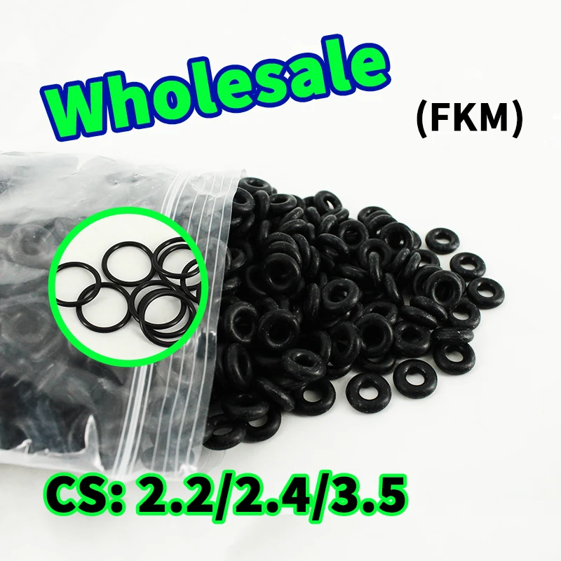 

FKM O-ring CS2.2/2.4/3.5mm thickness wholesale Sealing element Black fluororubber gasket seal ring rubber elastic Free Shipping
