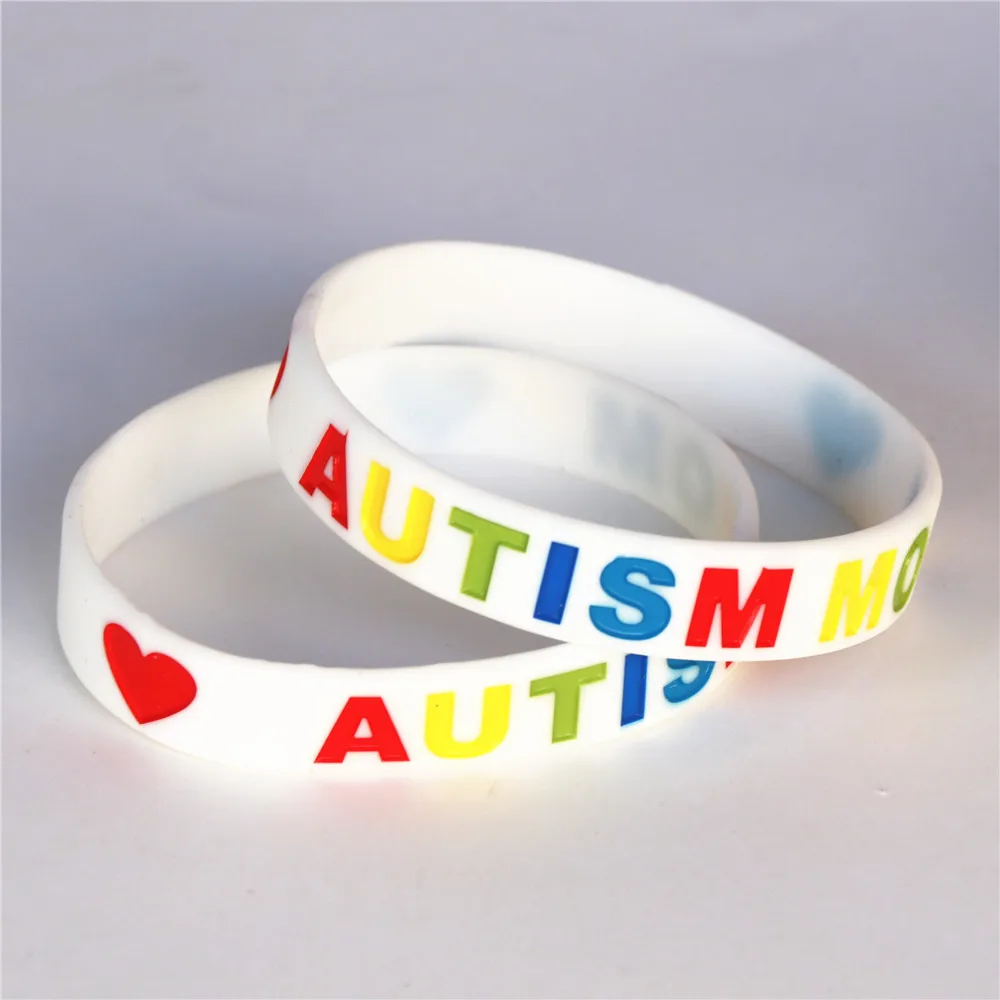 1PC New AUTISM DAD/MOM Silicone Bracelets&Bangles Medical Alert Daily Reminder Awareness Letter Wristbands Gift Adult Size SH123