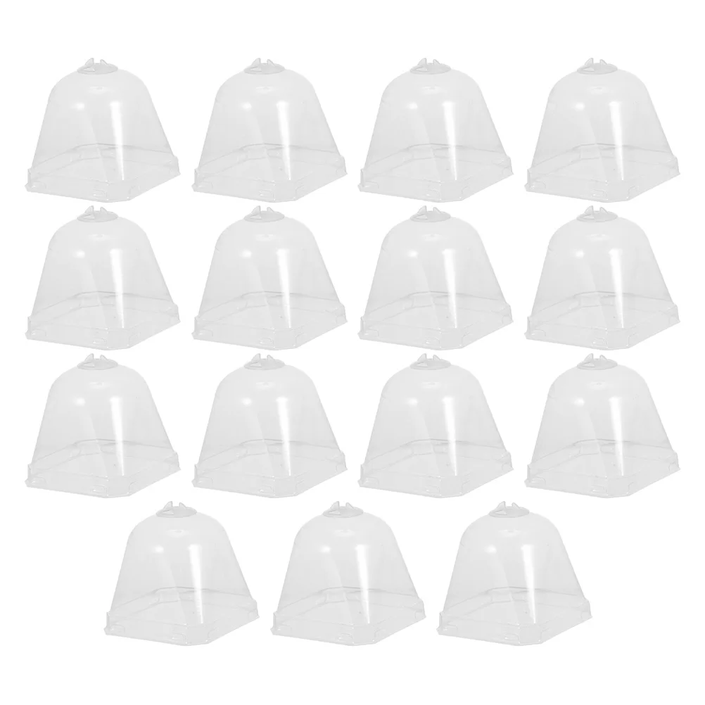 

15 Pcs 7x7cm Square Nursery Plant Covers Plastic Table Placing Cloche Humidity Dome Garden Accessories Plant Protector
