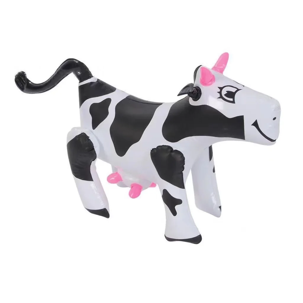 New Cute Cartoon Inflatable Cow Artificial Animal Ornaments Kawaii Kids Birthday Party Halloween Event Room Decor Creative