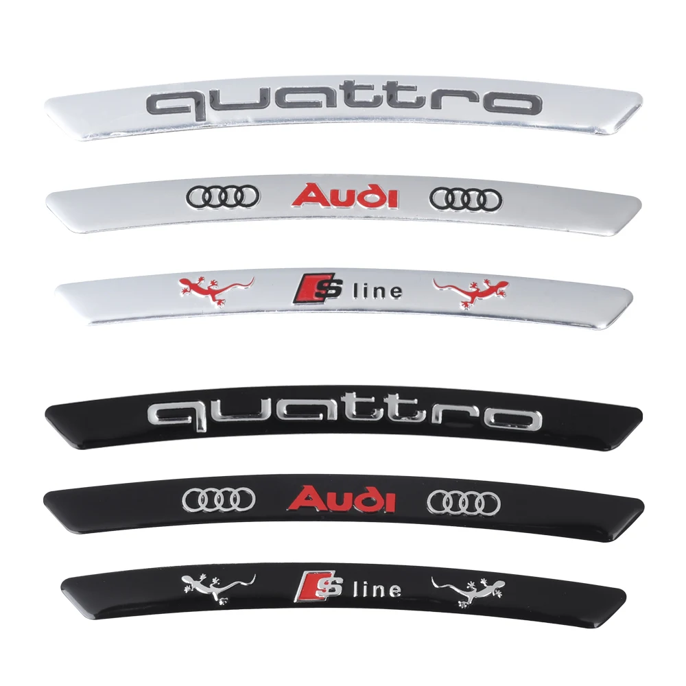 4Pcs/Set 3D Aluminum Car Wheel Rims Tires Decorative Sticker for Audi Sline A3 8P 8L 8V A4 B8 B6 B7 B9 A6 C6 C7 S5 A7 A5 Q5 Q3