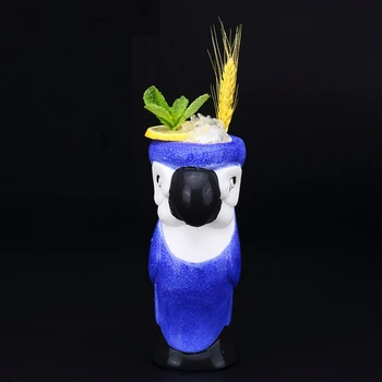 앵무새 하와이 티키 머그잔 칵테일 컵 맥주 음료 머그잔 와인 머그잔 세라믹 이스터 섬 사람 티키 머그잔 바 도구 